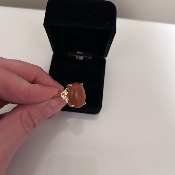 Goldstone Cocktail Ring Size 7 18k Gold Electroplated Cubic zirconia stones - Picture 3 of 5